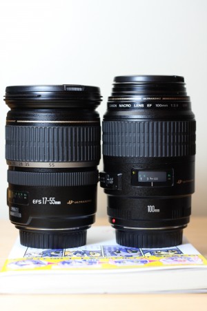 The Canon 100mm Macro next to my 17-55mm